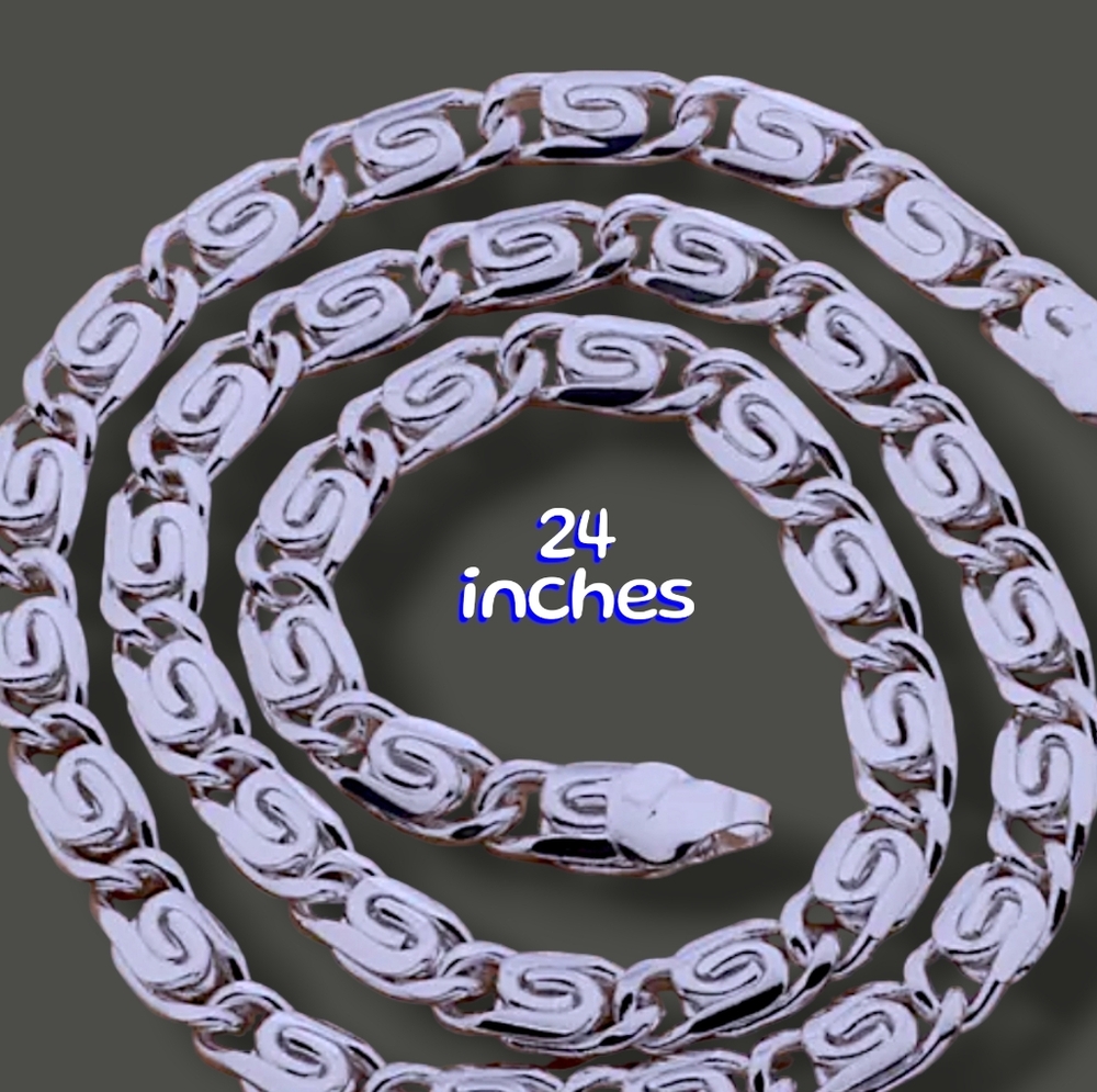 24" Sterling Silver Plated Snail Chain Necklace & 7.5" Bracelet Set